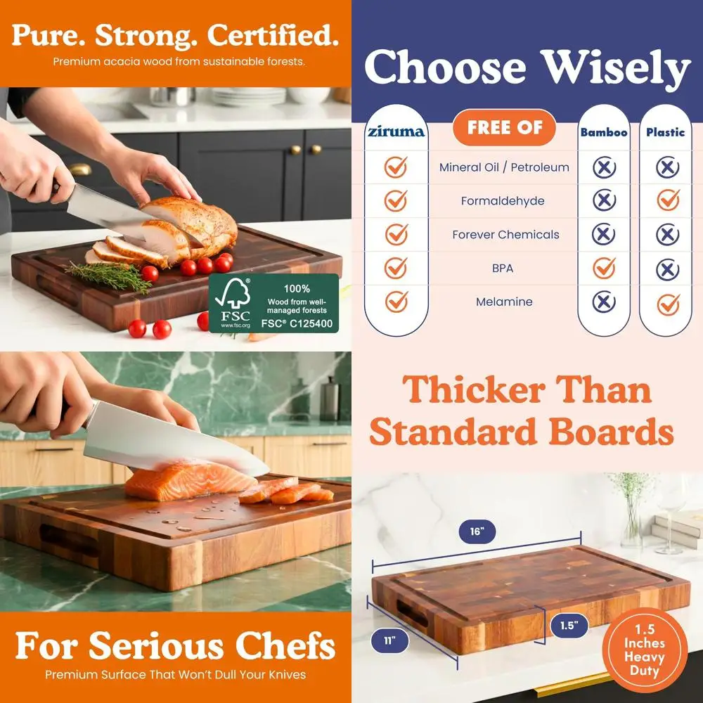 1.5 Thick Acacia Wood Chopping Board, 16x11, Conditioned with Beeswax, Flaxseed, and Lemon Oil
1.5 Thick Acacia Wood Chopping Board, 16x11, Conditioned with Beeswax, Flaxseed, and Lemon Oil