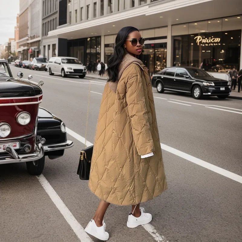 2025 Winter Women's New Jacket Female Contrast Knitted Hooded Long Cotton Jacket Women's Diamond Patterned Parkas Coats 2025
2025 Winter Women's New Jacket Female Contrast Knitted Hooded Long Cotton Jacket Women's Diamond Patterned Parkas Coats 2025