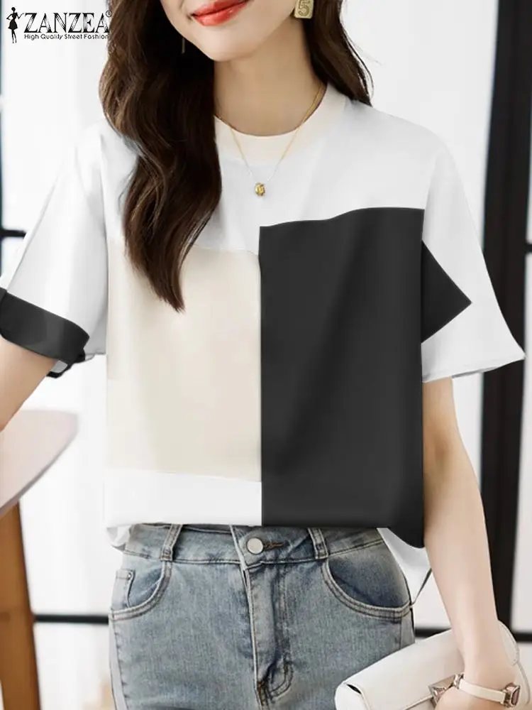 2024 ZANZEA Fashion Women Short Sleeve OL Shirt Summer Patchwork Blouses Female Casual Holiday Blusas Elegant O Neck Work Tops
2024 ZANZEA Fashion Women Short Sleeve OL Shirt Summer Patchwork Blouses Female Casual Holiday Blusas Elegant O Neck Work Tops