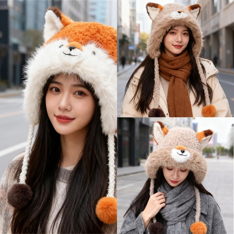 573B Cartoon Plush Earflap Hat Winter Warm Pullover Hat for Women Girl Comfort Wear
573B Cartoon Plush Earflap Hat Winter Warm Pullover Hat for Women Girl Comfort Wear
