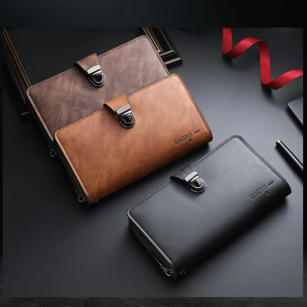 PU leather men's long wallet with large capacity, lock, mobile phone storage, simple business clutch
PU leather men's long wallet with large capacity, lock, mobile phone storage, simple business clutch