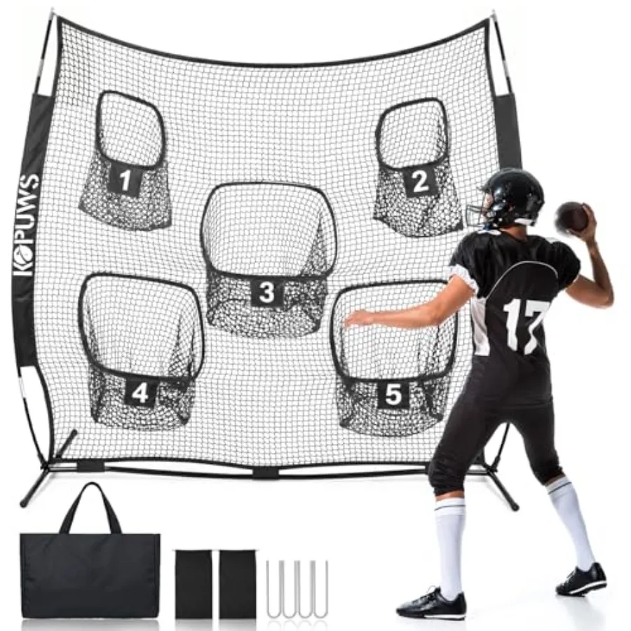 Football Throwing Net: 7x7FT Football Net for Throwing Multi-Sport Practice Net with 5-Target Heavy-Duty Impact-Resistant Throw
Football Throwing Net: 7x7FT Football Net for Throwing Multi-Sport Practice Net with 5-Target Heavy-Duty Impact-Resistant Throw
