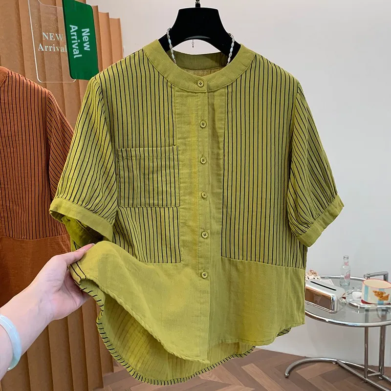 High-End Women's Striped Patchwork Short-Sleeve Shirt Jacket Summer New Arrival Breathable Comfortable Chinese Brand Casual Wear
High-End Women's Striped Patchwork Short-Sleeve Shirt Jacket Summer New Arrival Breathable Comfortable Chinese Brand Casual Wear