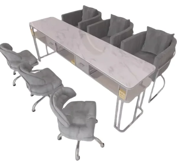Light Luxury Silver Nail Desk and Chair Set Single Double Three Marble Manicure Desk and Chair Manicure Table
Light Luxury Silver Nail Desk and Chair Set Single Double Three Marble Manicure Desk and Chair Manicure Table