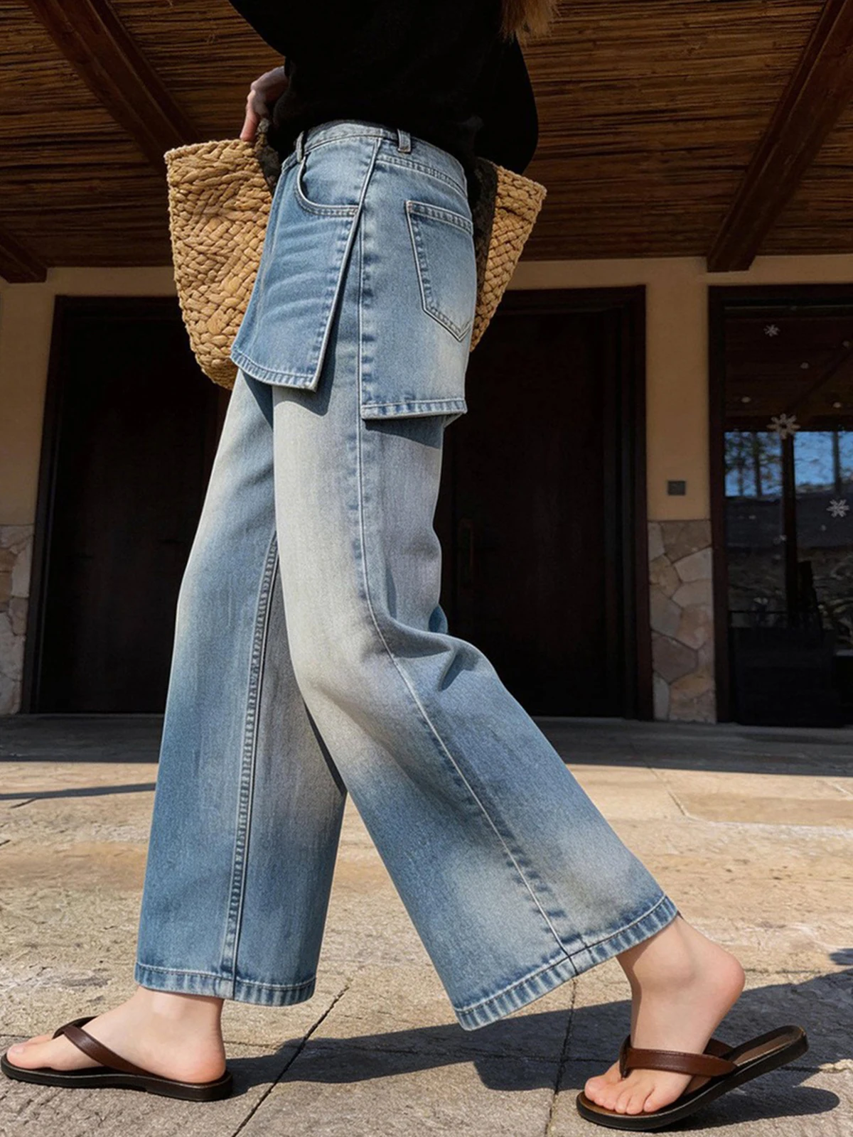 High Waist Wide Leg Jeans Women's Loose Slimming Nine Points Simple Match Straight Leg Pants Casual Style Summer New Arrival
High Waist Wide Leg Jeans Women's Loose Slimming Nine Points Simple Match Straight Leg Pants Casual Style Summer New Arrival