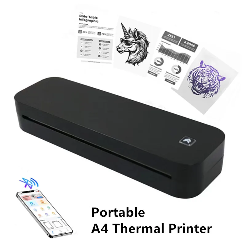 Portable Thermal Printer For Travel Wireless A4 Printer Bluetooth Tattoo Stencil Printer Compatible With iOS Android Laptop