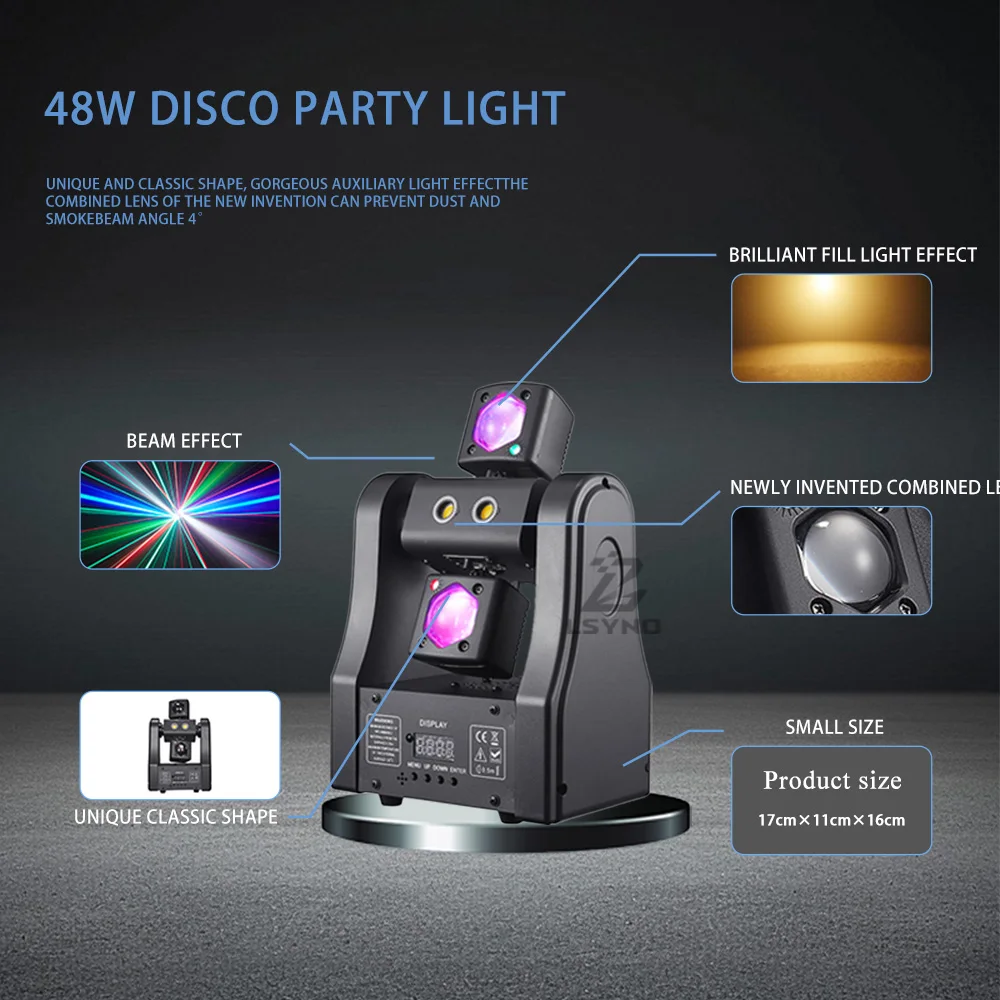 48W Disco Light RGBW Mini LED Beam Moving Head Light DMX512 Remote DJ Mobile Strobe Stage Effect For Birthday Parth Events
48W Disco Light RGBW Mini LED Beam Moving Head Light DMX512 Remote DJ Mobile Strobe Stage Effect For Birthday Parth Events