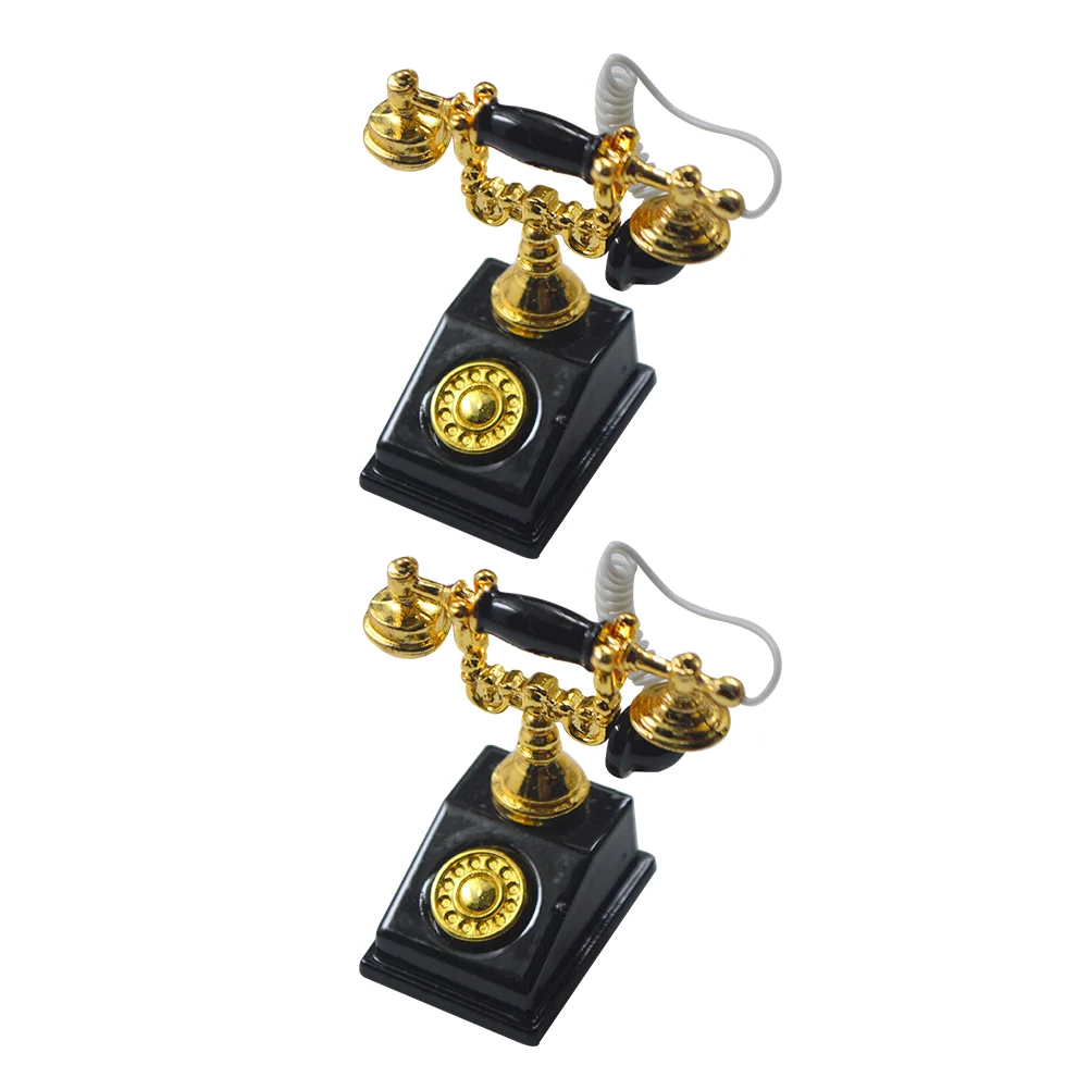2 Pcs Miniature Telephone Model Zinc Alloy Vintage Home Decor Mini Toy Simulated Phone Display Stand Supplies
2 Pcs Miniature Telephone Model Zinc Alloy Vintage Home Decor Mini Toy Simulated Phone Display Stand Supplies