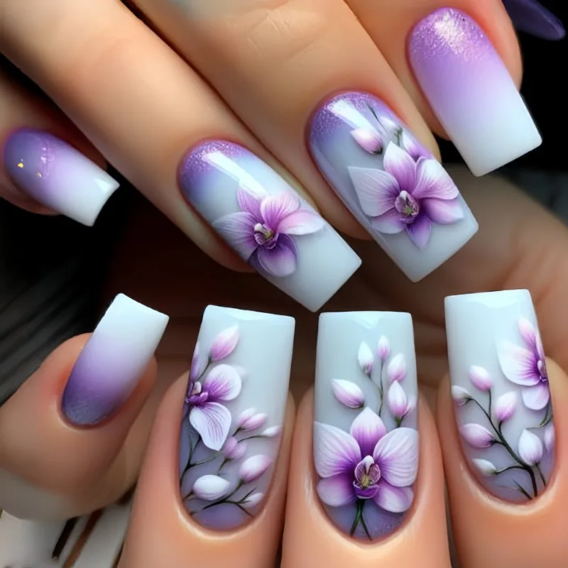 24 Pcs Purple Press on Nails with Charms Medium Long Square Nail Tips Spring Summer Flower False Nails Self-nail Removable 2025
24 Pcs Purple Press on Nails with Charms Medium Long Square Nail Tips Spring Summer Flower False Nails Self-nail Removable 2025