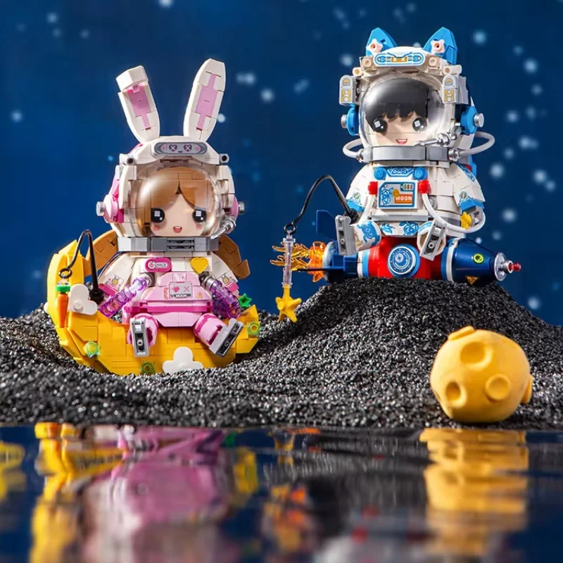 LOZ Cute Rabbit Astronaut Building Bricks, Creative DIY Assembly Model, Educational Puzzle Toy