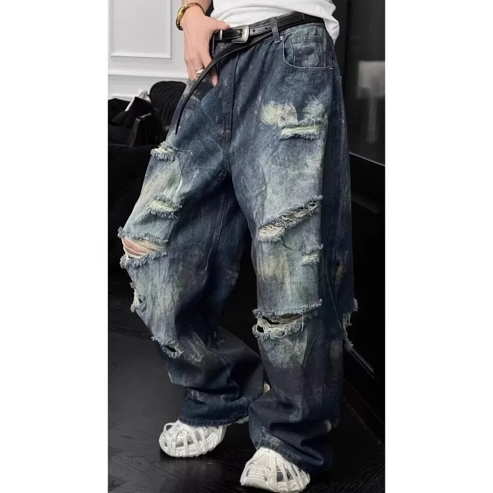 Уличная одежда в американском стиле, мужские потертые джинсы свободного кроя, весна-осень, модные брендовые узкие широкие брюки в стиле хип-хоп
Уличная одежда в американском стиле, мужские потертые джинсы свободного кроя, весна-осень, модные брендовые узкие широкие брюки в стиле хип-хоп