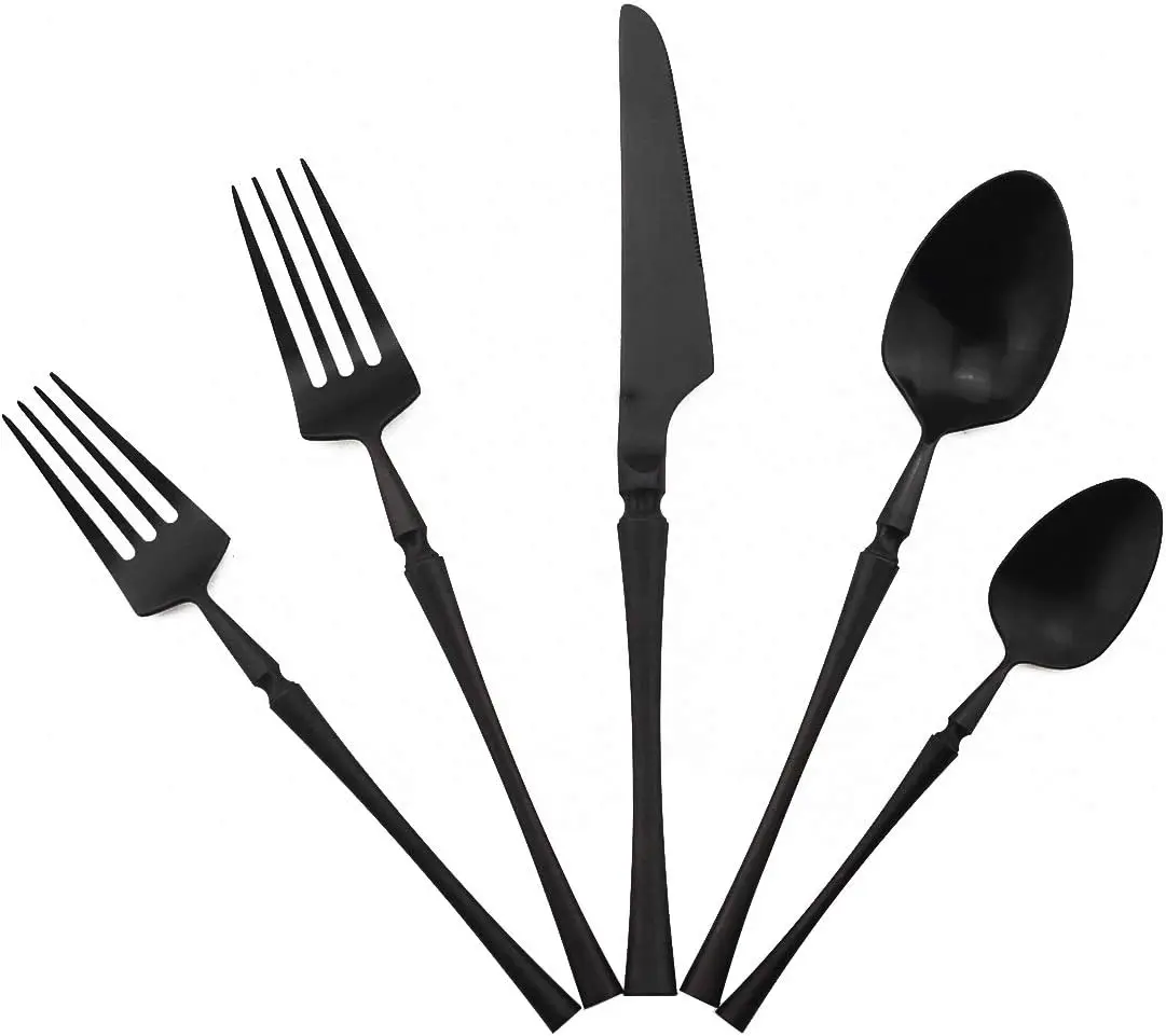 & Flatware Set - 5 Piece Iridescent Silverware Sets | 18/10 Stainless Steel Reusable Cutlery Set | Black Utensils Service For 1
& Flatware Set - 5 Piece Iridescent Silverware Sets | 18/10 Stainless Steel Reusable Cutlery Set | Black Utensils Service For 1