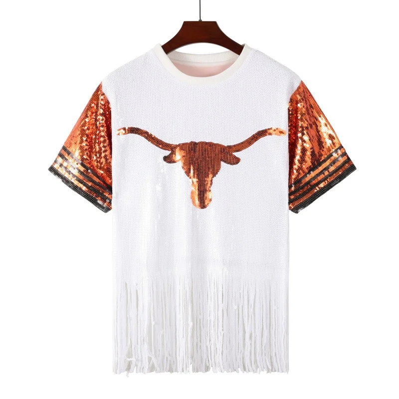 Summer New Tassel Patchwork Color Streetwear High Quality T-Shirt Sequins Hip Hop Short Sleeve Cartoon Night Club Women's Tops
Summer New Tassel Patchwork Color Streetwear High Quality T-Shirt Sequins Hip Hop Short Sleeve Cartoon Night Club Women's Tops