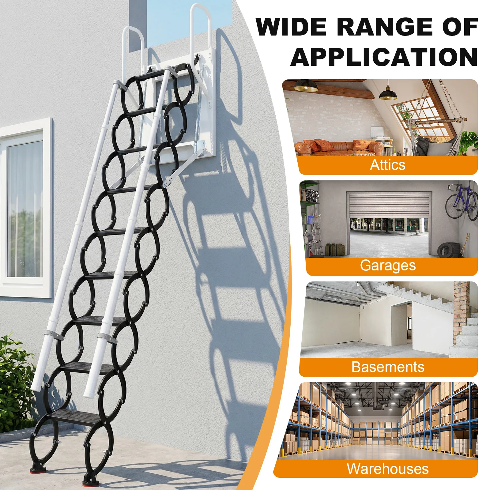 Folding Ladder Extension Loft Stair with 2 Handrails and Pull-Down System Load Capacity 660Lbs for RV Storehouse Roof Garage
Folding Ladder Extension Loft Stair with 2 Handrails and Pull-Down System Load Capacity 660Lbs for RV Storehouse Roof Garage