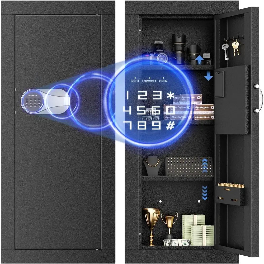 33-Inch Sturdy Wall-Mounted Safe with Removable Shelf, Combination Lock for Money, Valuables, Passports, and Documents
33-Inch Sturdy Wall-Mounted Safe with Removable Shelf, Combination Lock for Money, Valuables, Passports, and Documents