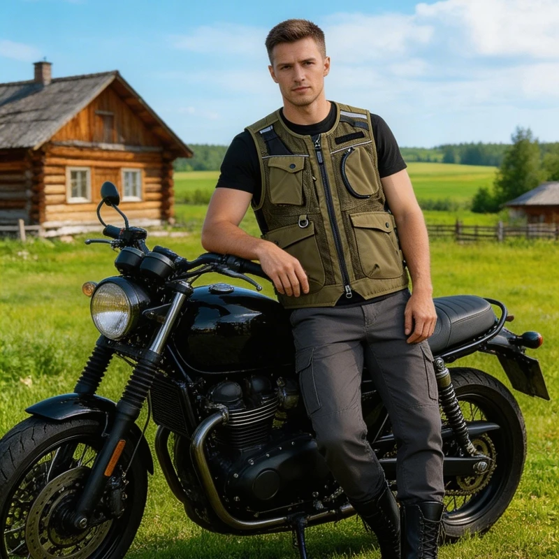 Men's Motorcycle Riding Mesh Vest Summer Breathable Fishing Tactical Jacket Multi-Pocket Outdoor Work Vest for Travel Hiking
Men's Motorcycle Riding Mesh Vest Summer Breathable Fishing Tactical Jacket Multi-Pocket Outdoor Work Vest for Travel Hiking