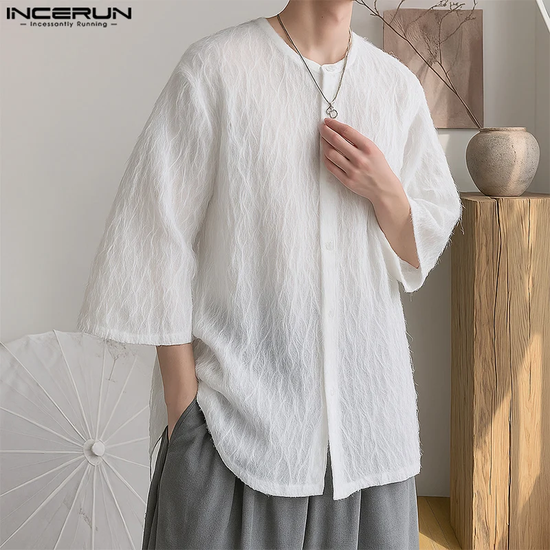 INCERUN Men Shirt Tassel Solid Color 3/4 Sleeve O-neck Casual Men Clothing Summer Streetwear Loose 2025 See Through Male Tops
INCERUN Men Shirt Tassel Solid Color 3/4 Sleeve O-neck Casual Men Clothing Summer Streetwear Loose 2025 See Through Male Tops