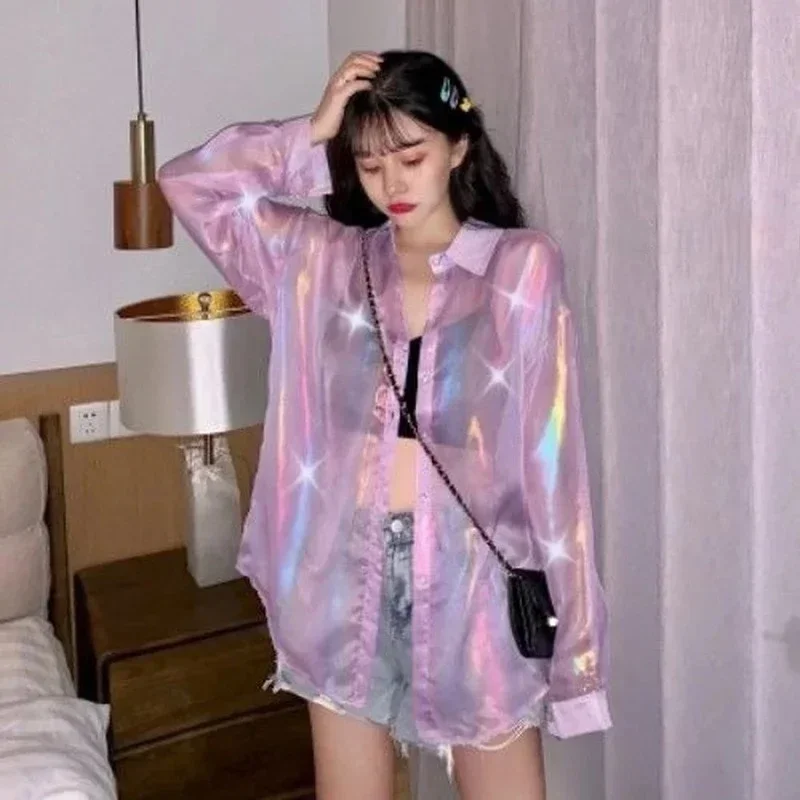 Deeptown Transparent Blouse with Sequins Button Up Shirt Women Y2k Sexy Beauty Sheer Top Night Club Beach Girls Summer Clothes
Deeptown Transparent Blouse with Sequins Button Up Shirt Women Y2k Sexy Beauty Sheer Top Night Club Beach Girls Summer Clothes