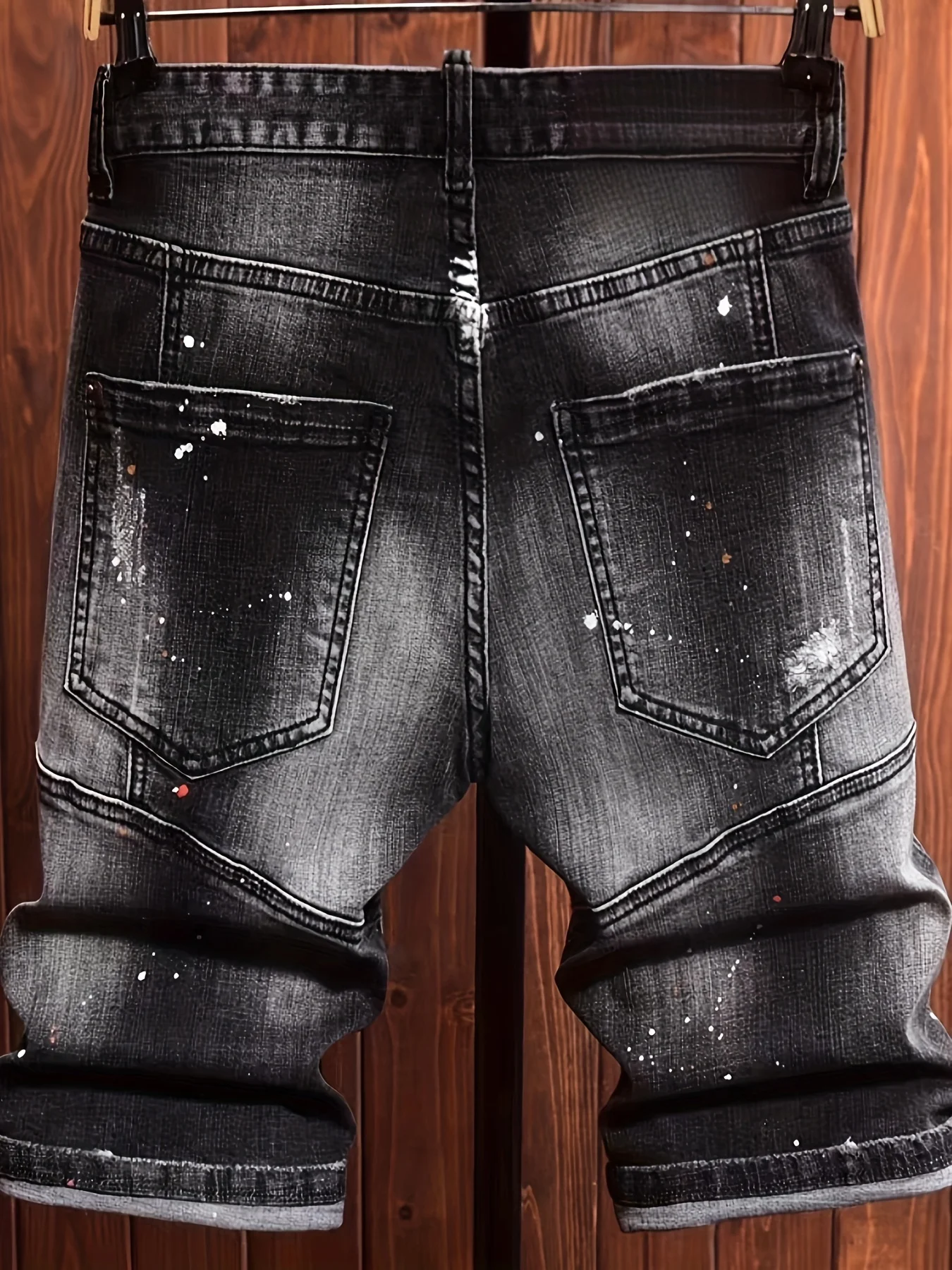 Men's Trendy Fashion Denim Shorts with Spray Paint Splatter, Ripped Patches, Black Slim Fit, Stretchy, 2023 Summer Five-Point Pants
Men's Trendy Fashion Denim Shorts with Spray Paint Splatter, Ripped Patches, Black Slim Fit, Stretchy, 2023 Summer Five-Point Pants