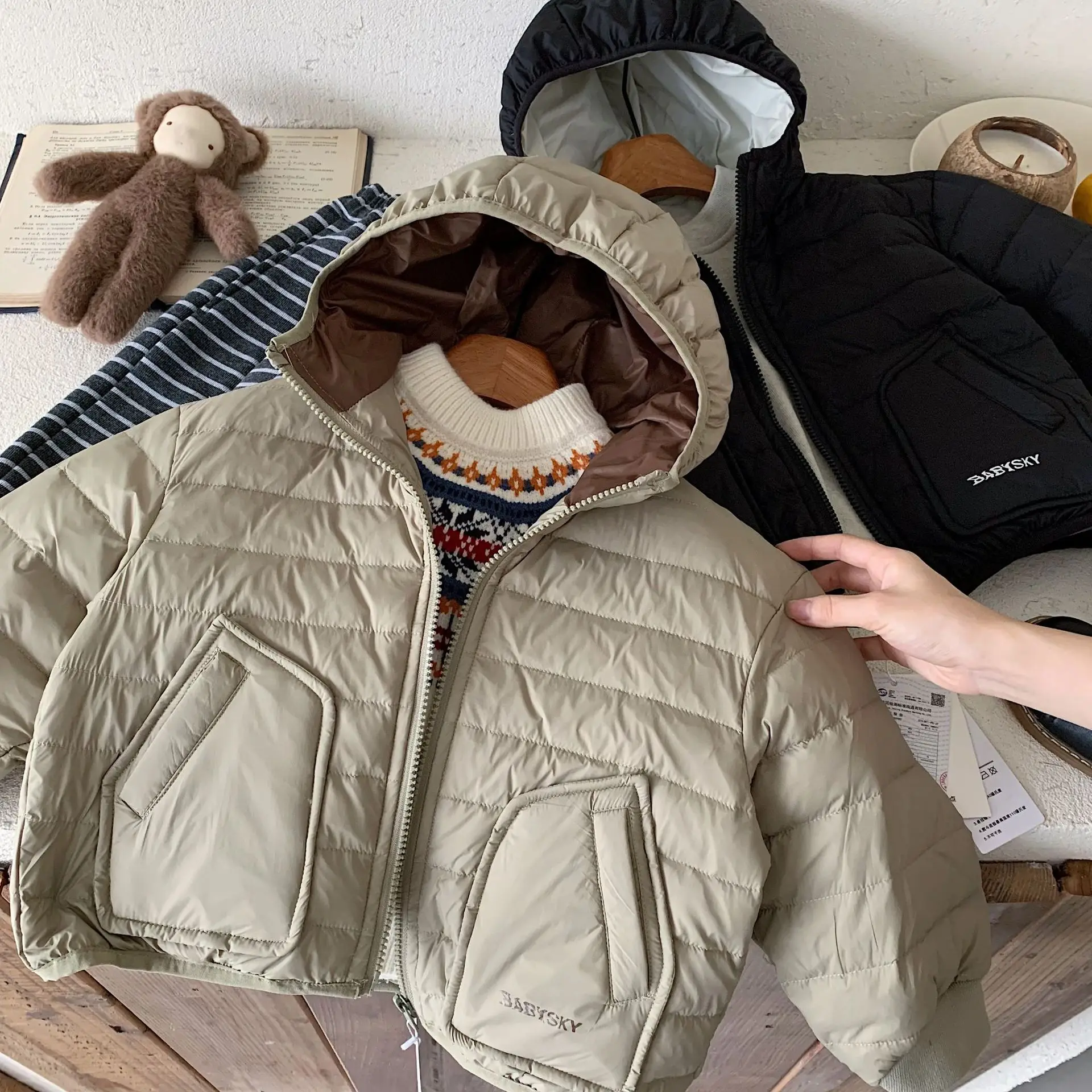 Зимняя детская пуховая куртка для мальчиков от 3 до 8 лет, однотонная 90% белая утка, пуховое пальто для маленьких мальчиков, толстая теплая детская верхняя одежда для маленьких мальчиков, парка