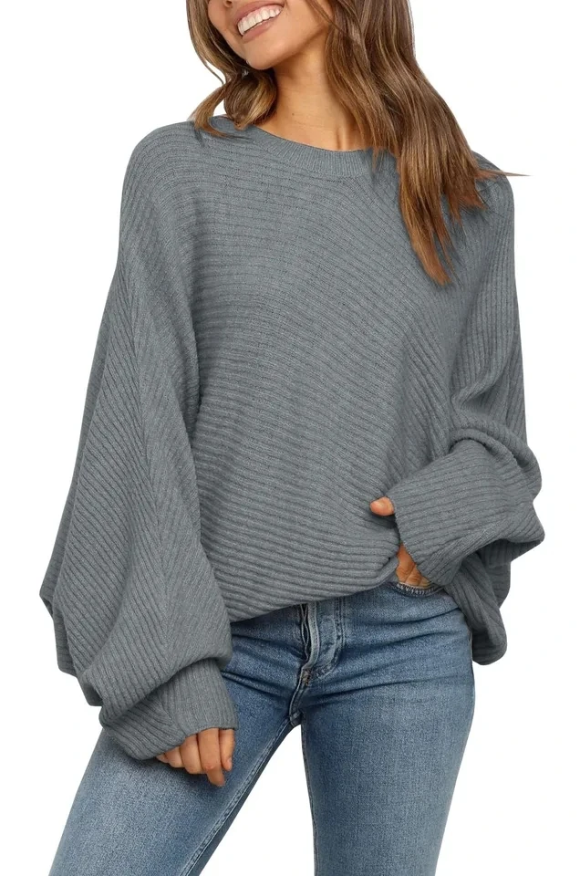 Casual Pullover Bat Long-sleeved Sweater Woman 2025 Europe and The United States Round Neck Solid Color Loose Sweater Top,
Casual Pullover Bat Long-sleeved Sweater Woman 2025 Europe and The United States Round Neck Solid Color Loose Sweater Top,