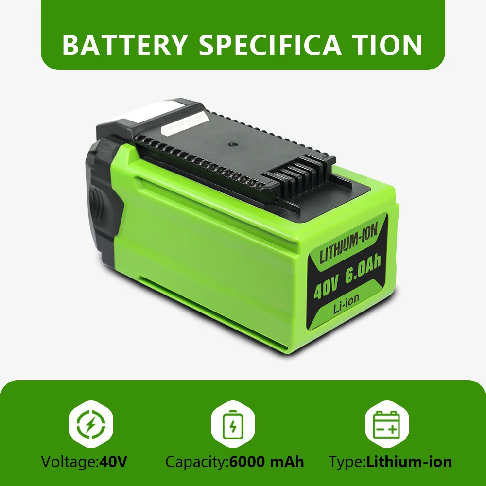 For greenworks 40V 6Ah lithium-ion battery power tool for electric tool batteries such as construction and gardening black
For greenworks 40V 6Ah lithium-ion battery power tool for electric tool batteries such as construction and gardening black