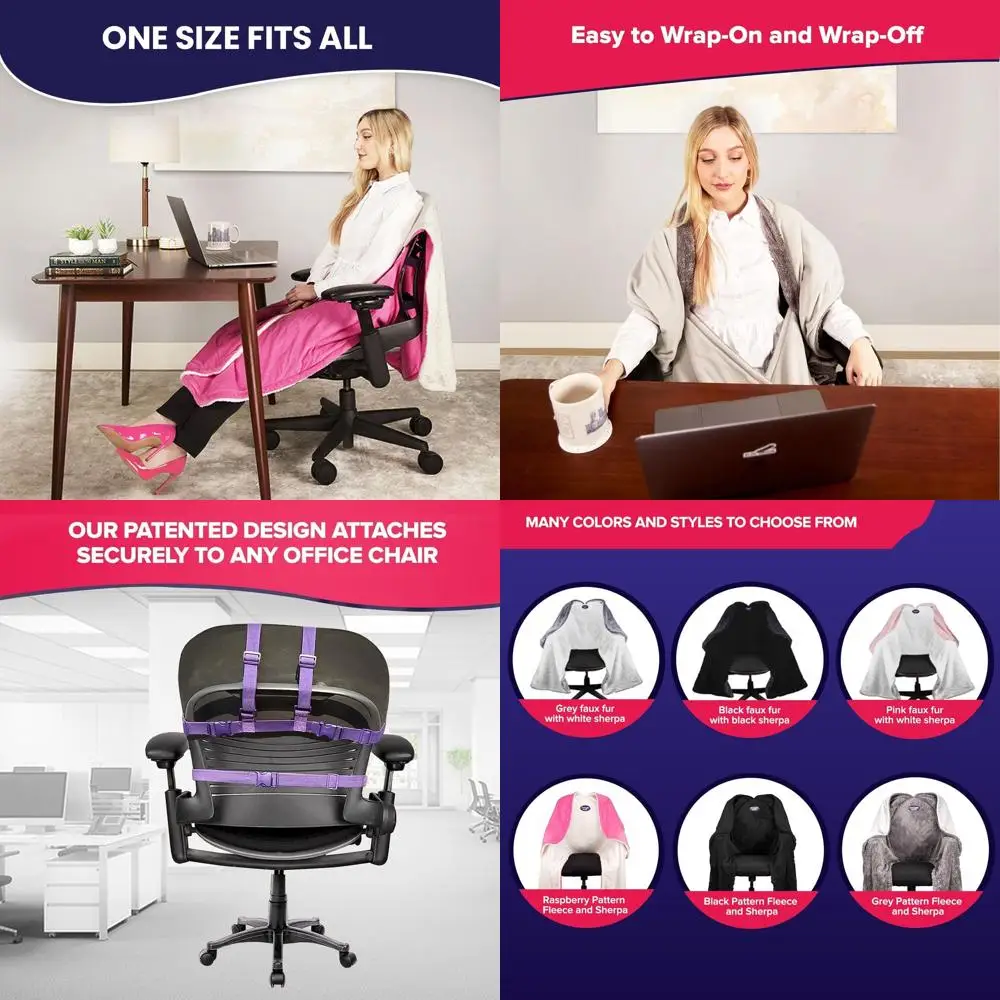 Cozy & Comfortable Desk Chair Wrap for Convenient Heat and Hands-Free Warmth Year-Round, Sherpa Lining
Cozy & Comfortable Desk Chair Wrap for Convenient Heat and Hands-Free Warmth Year-Round, Sherpa Lining