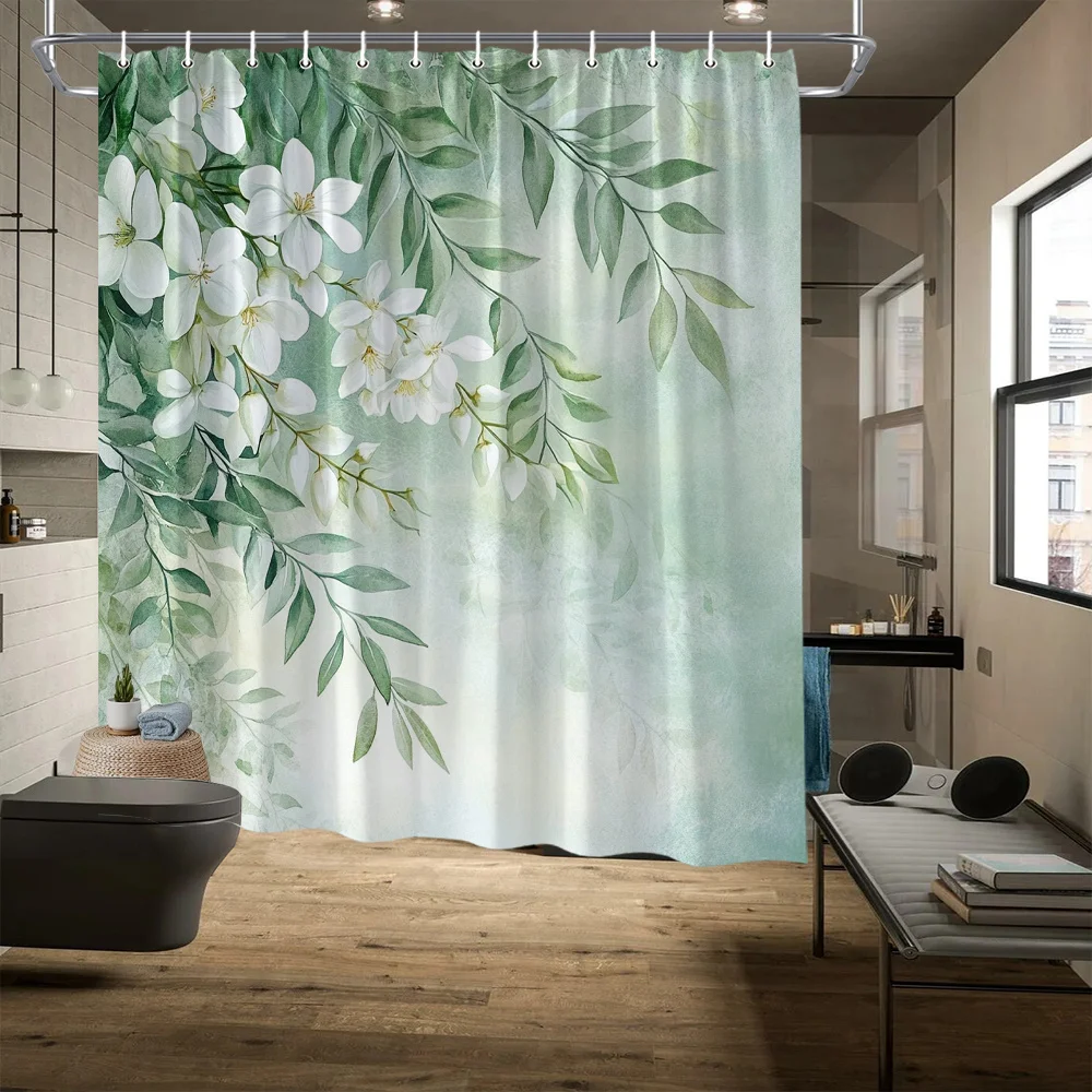 White Flowers & Green Leaves Curtain, Watercolor Design, Soft Yellow Centers, Fade-Resistant, Machine Washable,Bath Decor
White Flowers & Green Leaves Curtain, Watercolor Design, Soft Yellow Centers, Fade-Resistant, Machine Washable,Bath Decor