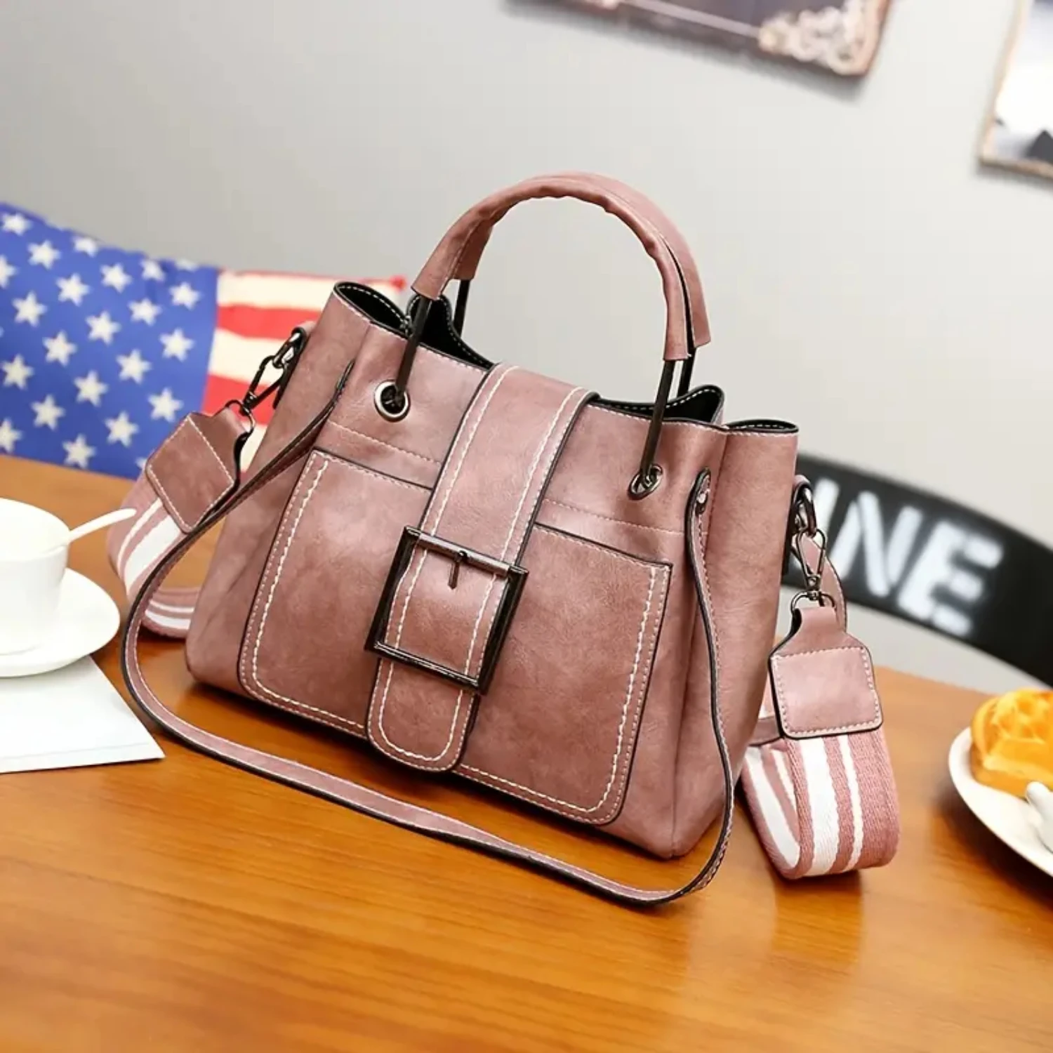 Stylish and Fashionable Large Tote Bag with Decorative Buckle - Trendy, Chic Shoulder Purse Ideal for Women and Ladies - Double
Stylish and Fashionable Large Tote Bag with Decorative Buckle - Trendy, Chic Shoulder Purse Ideal for Women and Ladies - Double