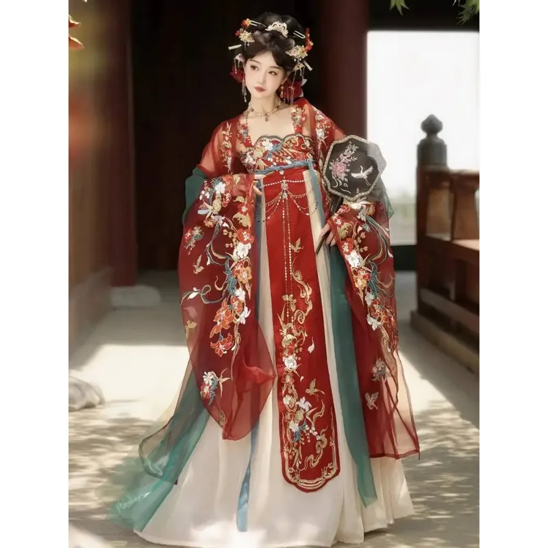 Women Hanfu Dress Heavy Industry Embroidery Tang Dynasty Skirt Improve Chest Length Skirt Drama Costume
Women Hanfu Dress Heavy Industry Embroidery Tang Dynasty Skirt Improve Chest Length Skirt Drama Costume