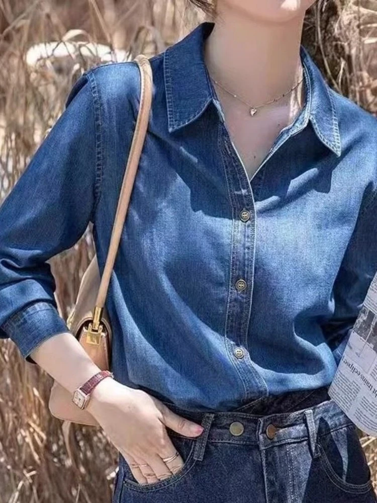 Loose Long Sleeve Blue Denim Shirt Women's Spring New Style Hong Kong Style Fashion Casual Inner Wear Layering Shoulder Shirt
Loose Long Sleeve Blue Denim Shirt Women's Spring New Style Hong Kong Style Fashion Casual Inner Wear Layering Shoulder Shirt
