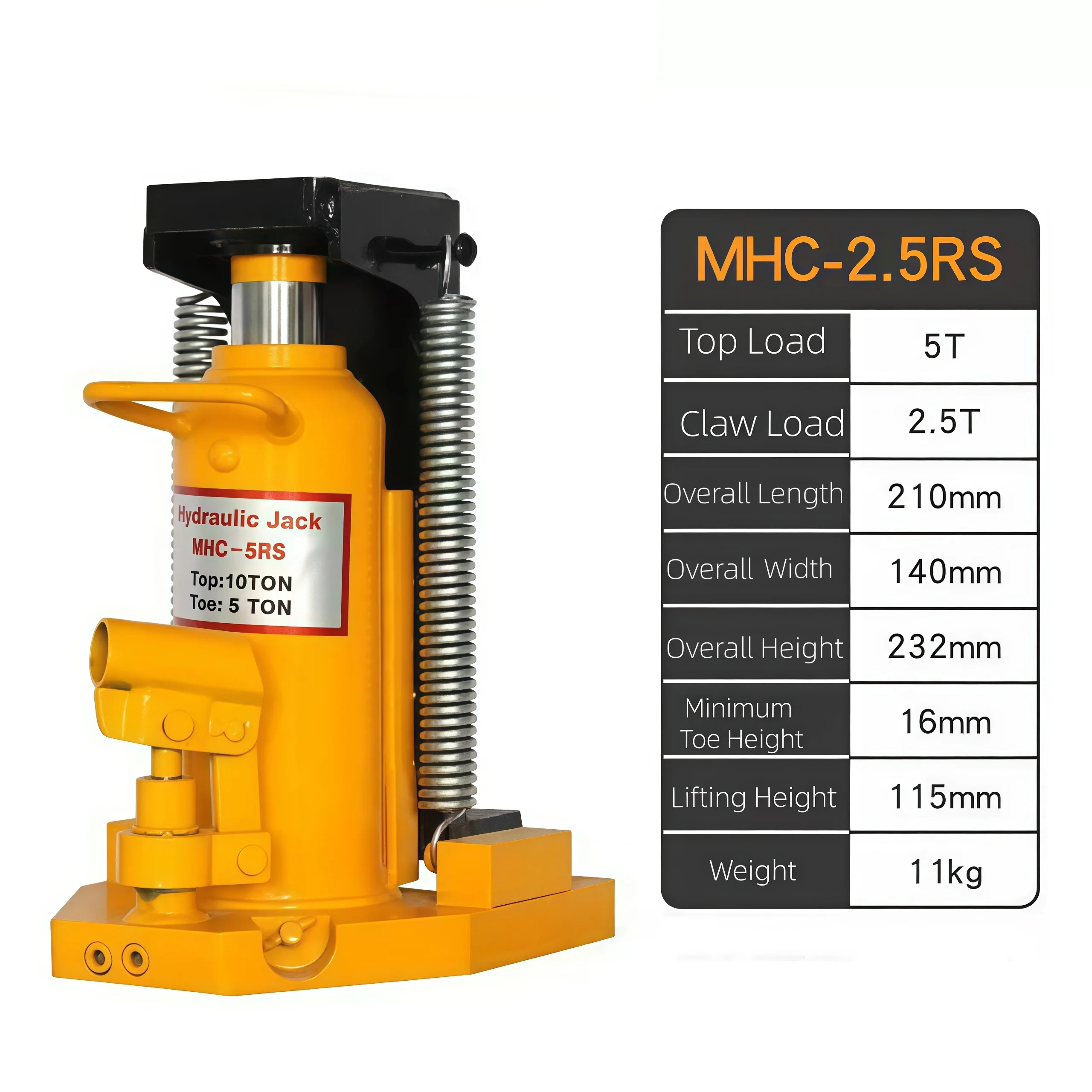 MHC-2.5RS Hydraulic Alloy Steel Bottle Jack Toe Jack Load 50T Lift Capacity Heavy Duty Industrial Applications Reliable 1
MHC-2.5RS Hydraulic Alloy Steel Bottle Jack Toe Jack Load 50T Lift Capacity Heavy Duty Industrial Applications Reliable 1