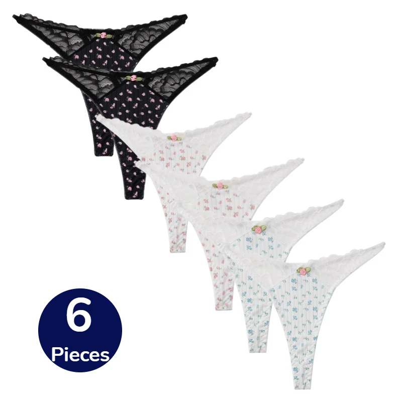 WarmSteps 6PCS/Set Women's Panties Sweet Bow Thongs Sexy Lingerie Fashion Flower Comfortable Breathable Underpants G-strings Hot
WarmSteps 6PCS/Set Women's Panties Sweet Bow Thongs Sexy Lingerie Fashion Flower Comfortable Breathable Underpants G-strings Hot