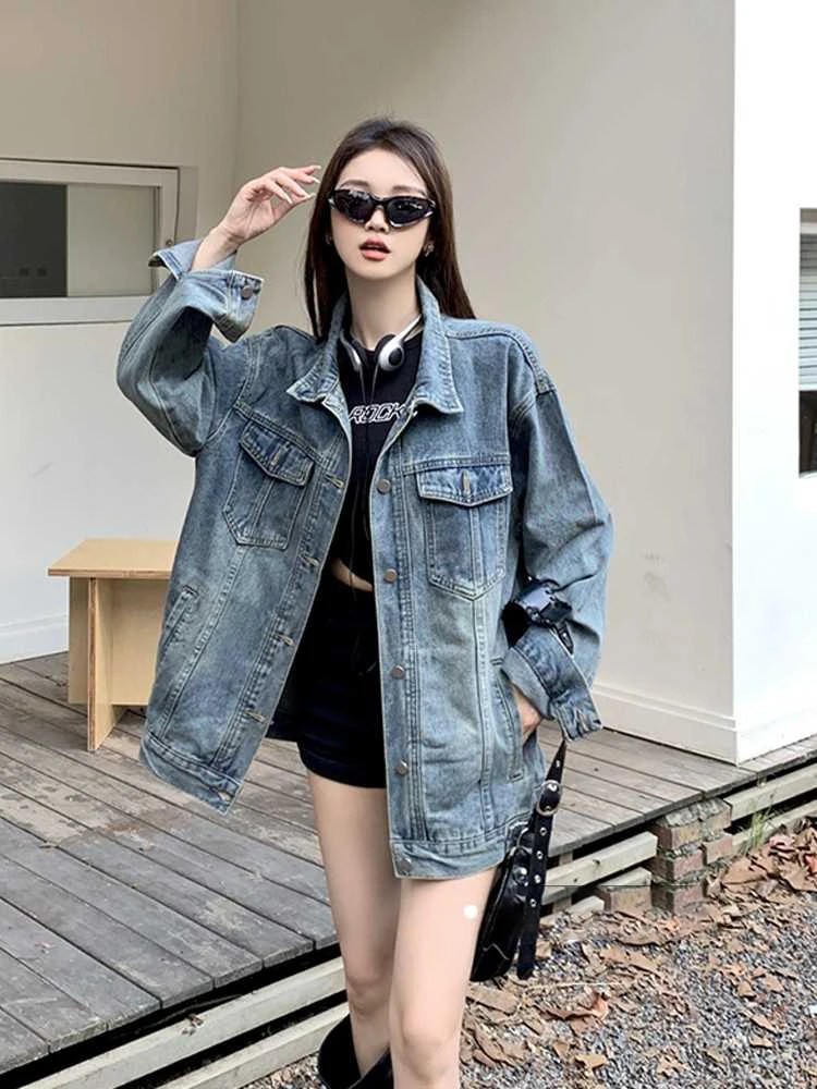 American Style Denim Long Sleeved Jacket For Women Spring Autumn Retro Large Pockets Coat Fashion VersatileTurn Down Collar Top
American Style Denim Long Sleeved Jacket For Women Spring Autumn Retro Large Pockets Coat Fashion VersatileTurn Down Collar Top