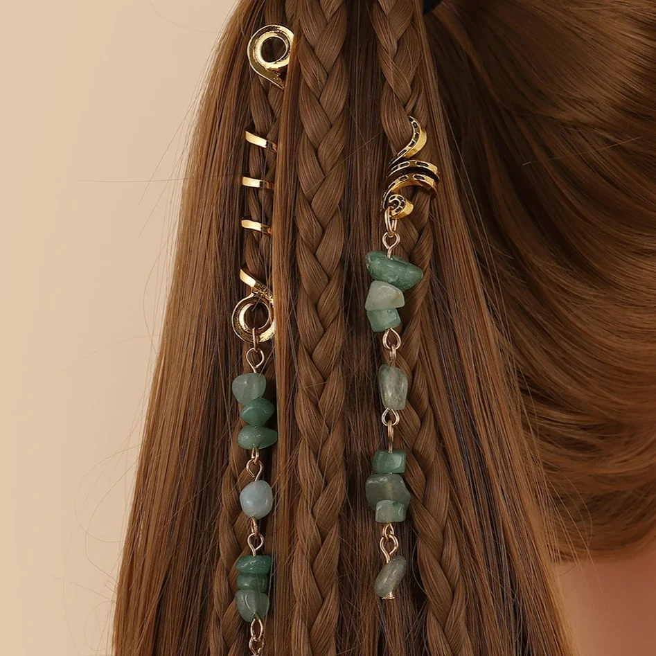 Braided Hair Ring with Natural Stone Pendant Tribal Dreadlock Accessory Adjustable Boho Hair Tie for Thick Hair Festival Ready
Braided Hair Ring with Natural Stone Pendant Tribal Dreadlock Accessory Adjustable Boho Hair Tie for Thick Hair Festival Ready