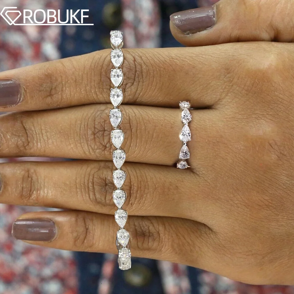 3*5mm Pear Cut Full Moissanite Diamond Tennis Bracelet Engagement Ring Sets for Women Waterdrop Shape Jewelry with GRA Certified
3*5mm Pear Cut Full Moissanite Diamond Tennis Bracelet Engagement Ring Sets for Women Waterdrop Shape Jewelry with GRA Certified