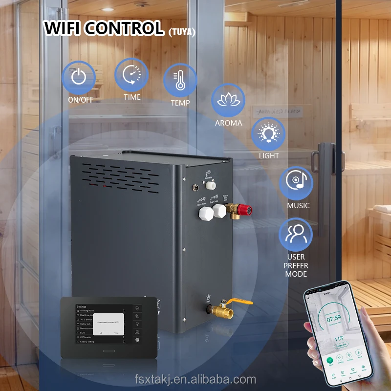 Stepon Manufacturer,WiFi APP 4.5KW\6KW\9KW\12KW\15KW\18KW\22.5KW Generator Pary,High Quality Electric Sauna Steam Bath Generator
Stepon Manufacturer,WiFi APP 4.5KW\6KW\9KW\12KW\15KW\18KW\22.5KW Generator Pary,High Quality Electric Sauna Steam Bath Generator