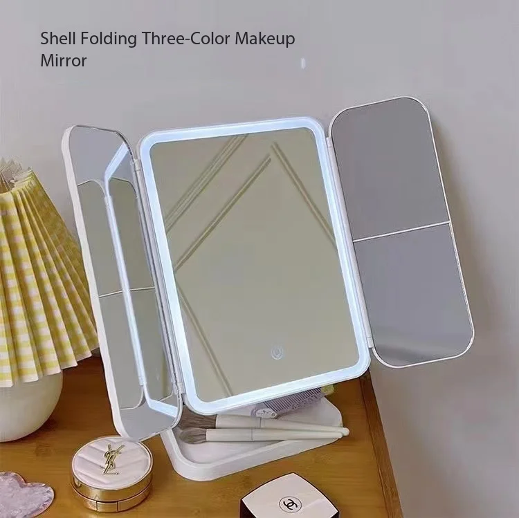 Tri-fold mirror LED makeup mirror three-face desktop desktop with light fill mirror dressing table mirror gift
Tri-fold mirror LED makeup mirror three-face desktop desktop with light fill mirror dressing table mirror gift