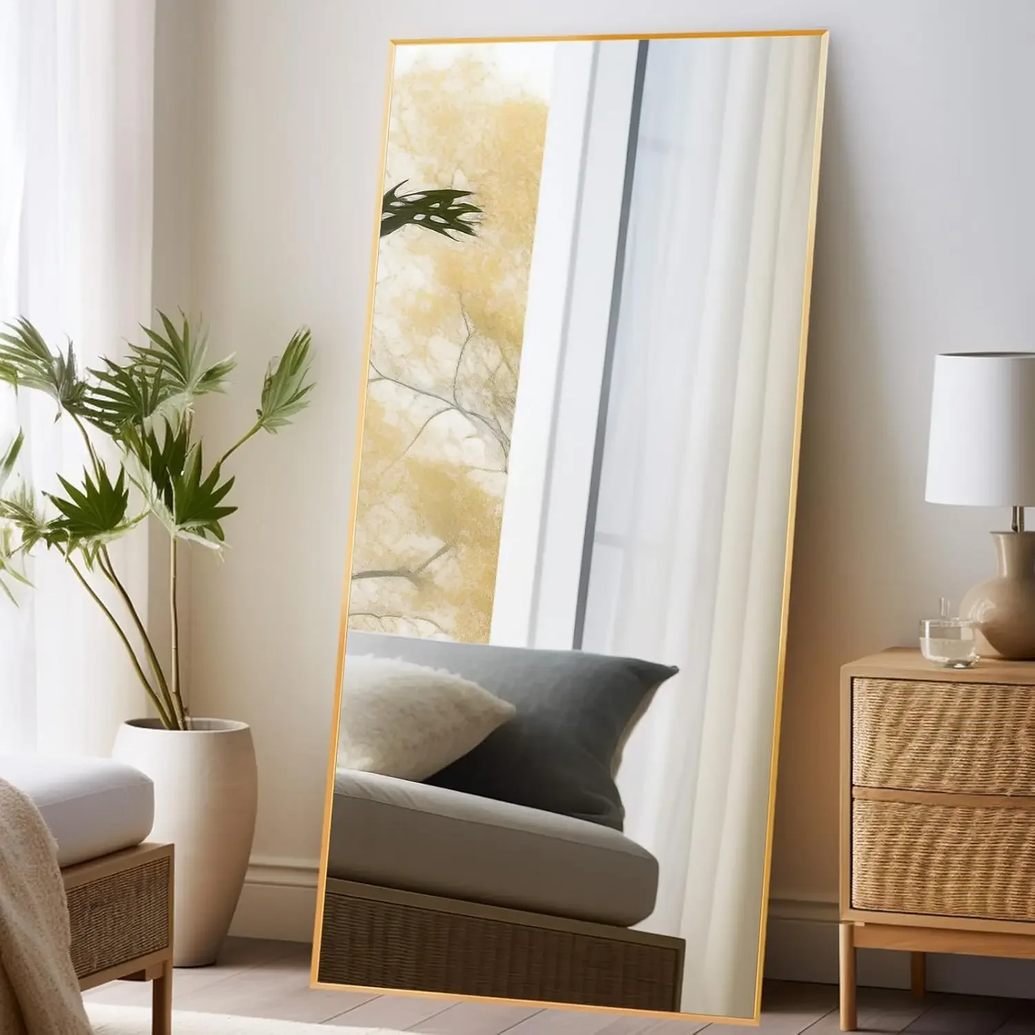 71" x 32" Large Full Length Mirror with Stand, Gold Wall Mounting Full Body Mirror, Metal Frame Full-Length
71" x 32" Large Full Length Mirror with Stand, Gold Wall Mounting Full Body Mirror, Metal Frame Full-Length