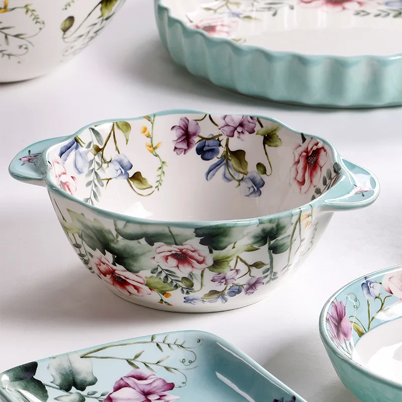 Rural Style Tableware, Hand-painted Ceramic Plates, Double Ear Soup Bowls, Rice Bowls, Noodle Bowls, Fruit Plates, Baking Pans
Rural Style Tableware, Hand-painted Ceramic Plates, Double Ear Soup Bowls, Rice Bowls, Noodle Bowls, Fruit Plates, Baking Pans