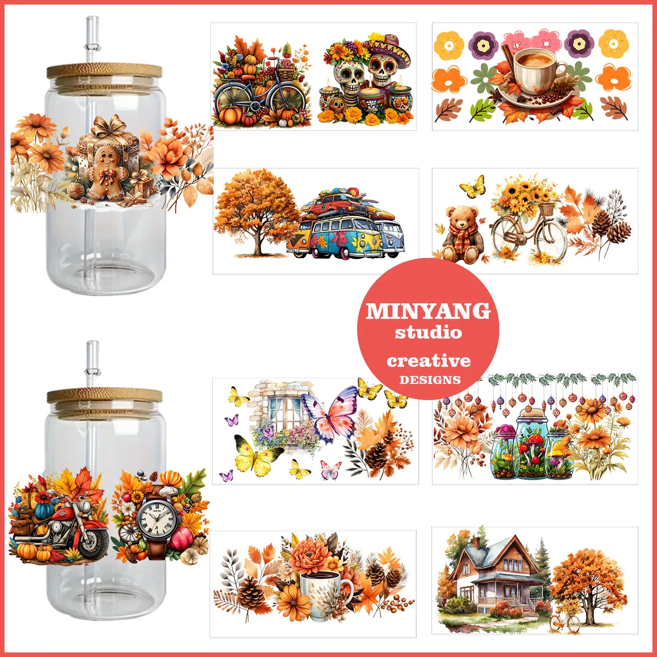Autumn senery peel waterproof DIY Decals 3D transfers uvdtf crystal stickers 16oz uv dtf cup wraps for Libbey Glasses
Autumn senery peel waterproof DIY Decals 3D transfers uvdtf crystal stickers 16oz uv dtf cup wraps for Libbey Glasses