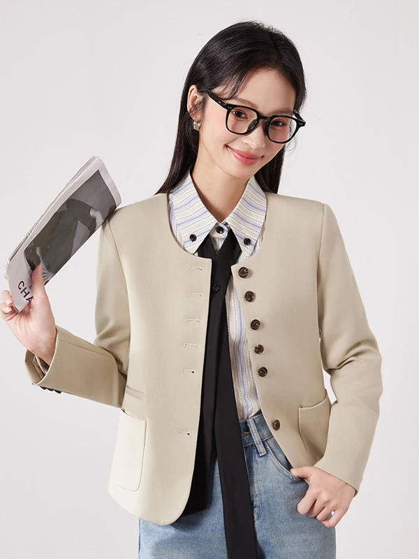 High-End Fashion Short Professional Women's Suit Jacket Commute round Neck Single Button OL Style Polyester Fiber Long Sleeve
High-End Fashion Short Professional Women's Suit Jacket Commute round Neck Single Button OL Style Polyester Fiber Long Sleeve