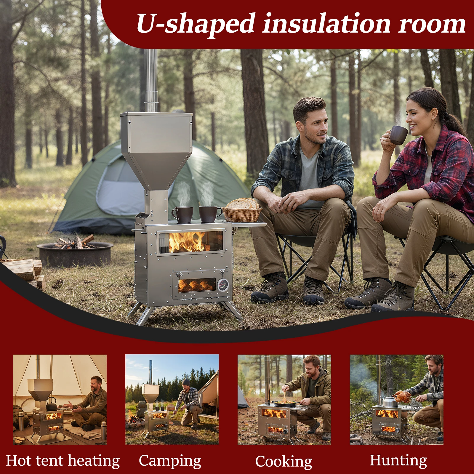Портативная дровяная печь для палатки с дымоходом и духовкой для обогрева и приготовления пищи на открытом воздухе, для зимней рыбалки и охоты
Портативная дровяная печь для палатки с дымоходом и духовкой для обогрева и приготовления пищи на открытом воздухе, для зимней рыбалки и охоты