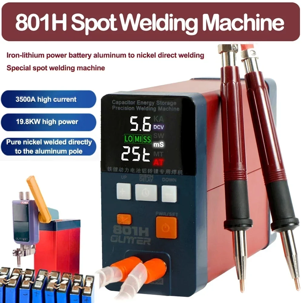 High Power Pulse Battery Spot Welder 801H, 3500A, 19.8kw for Lithium, Iron, Phosphate Welding
High Power Pulse Battery Spot Welder 801H, 3500A, 19.8kw for Lithium, Iron, Phosphate Welding