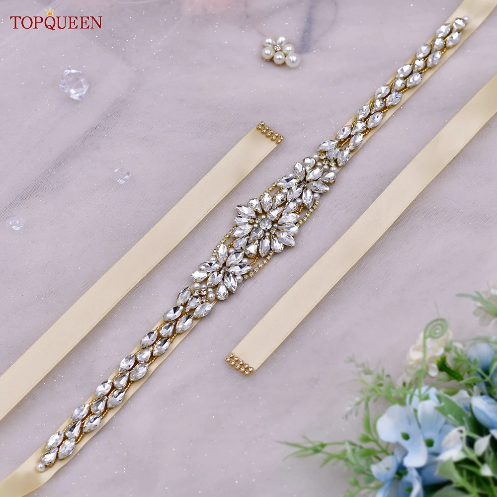 TOPQUEEN Rhinestone Wedding Dress Sash Belt Gold Bridal Belts Women Robe Evening Gown Belt Wedding Accessories S131
TOPQUEEN Rhinestone Wedding Dress Sash Belt Gold Bridal Belts Women Robe Evening Gown Belt Wedding Accessories S131