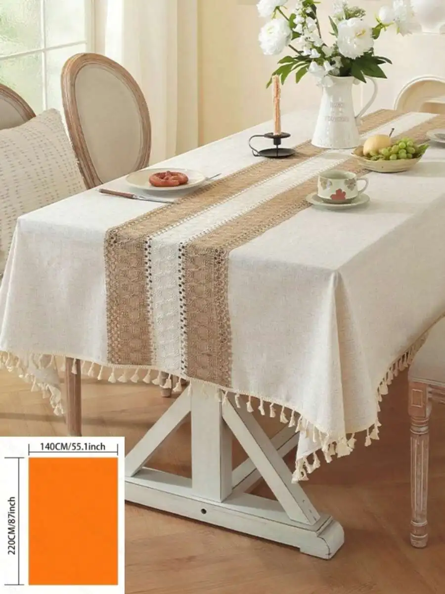 1pc Boho Style Solid Color Tablecloth, Khaki Striped Woven Table Runner With Tassels, Rectangular Kitchen Decor Dining Table
1pc Boho Style Solid Color Tablecloth, Khaki Striped Woven Table Runner With Tassels, Rectangular Kitchen Decor Dining Table