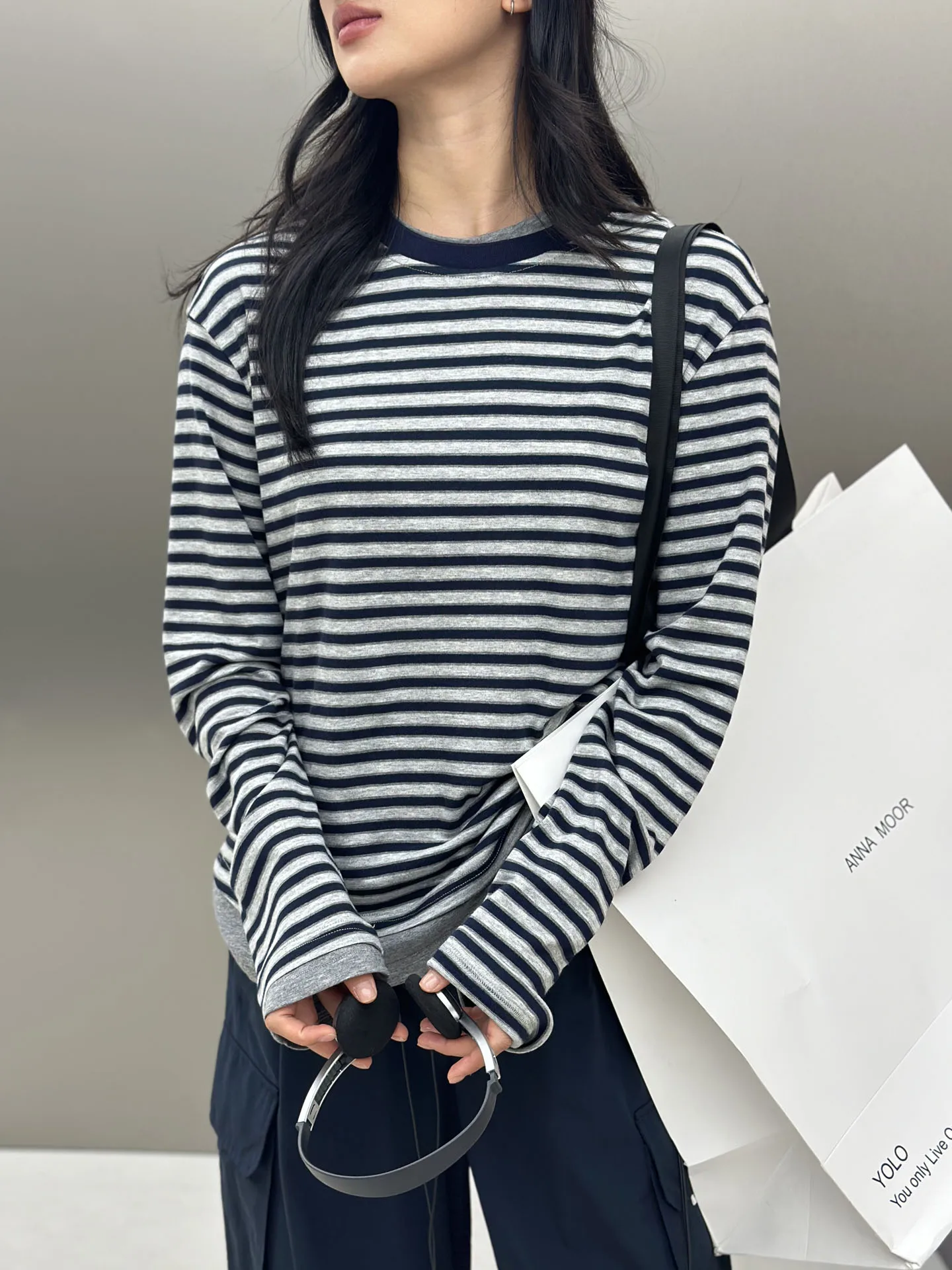 Casual Stripe T-irt Women's Tee-Piece Series Faionable Wool Blend Long Sve Leisure Versatile Bodhl Ladies' Top
Casual Stripe T-irt Women's Tee-Piece Series Faionable Wool Blend Long Sve Leisure Versatile Bodhl Ladies' Top