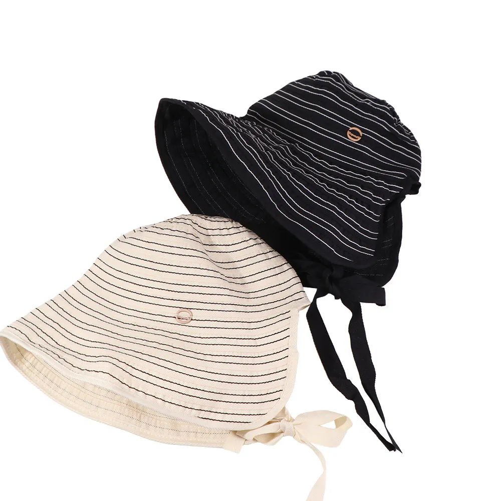 Portable Ribbon Women Striped Fisherman Hat Solid Color Foldable Summer Sun Hat Cotton Wide Brim Bucket Hat Camping
Portable Ribbon Women Striped Fisherman Hat Solid Color Foldable Summer Sun Hat Cotton Wide Brim Bucket Hat Camping