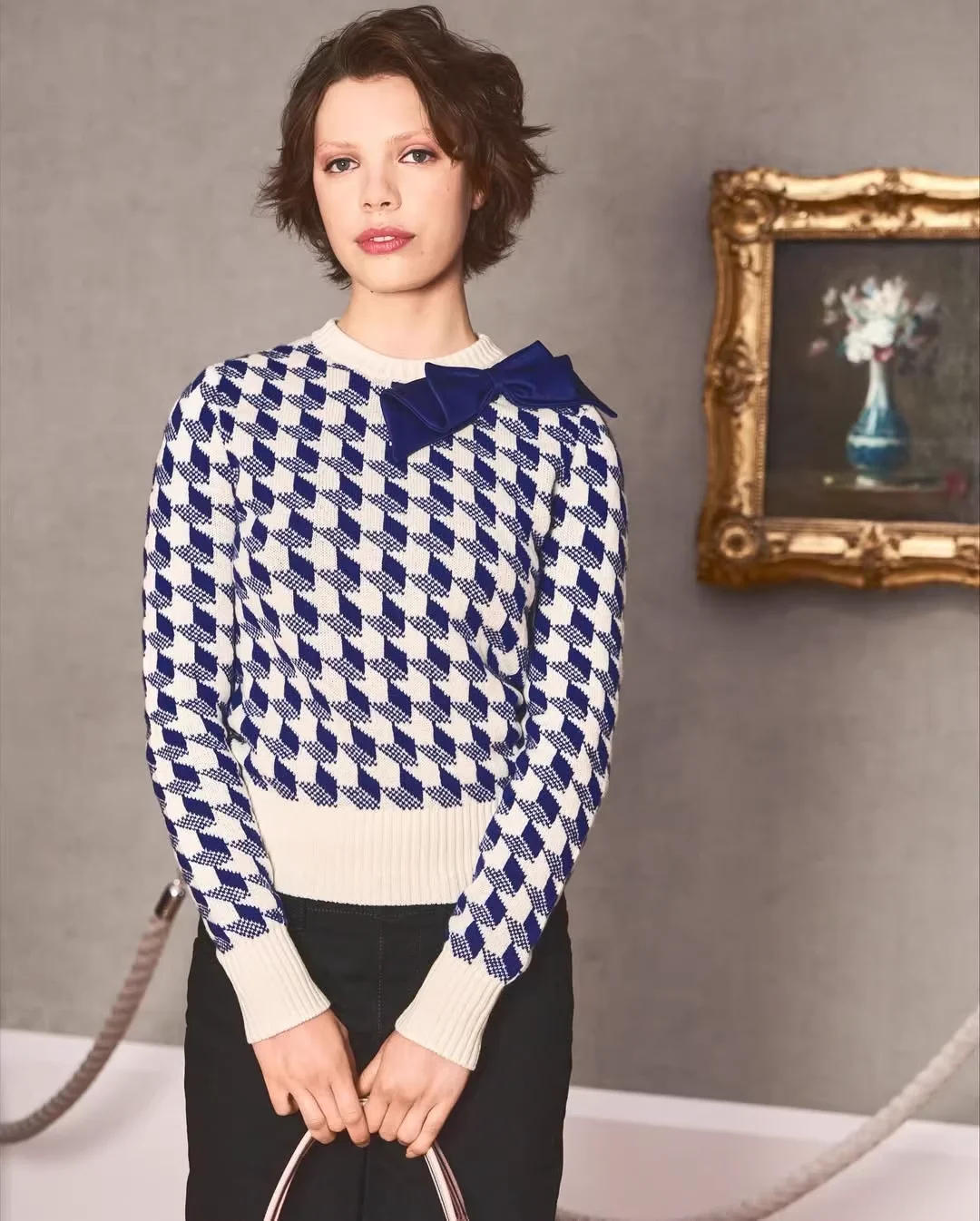 Hot Sale Women's Knitted Sweaters Casual Ladies Navy Plaid Pullover Fashion Wool Top Bowtie
Hot Sale Women's Knitted Sweaters Casual Ladies Navy Plaid Pullover Fashion Wool Top Bowtie