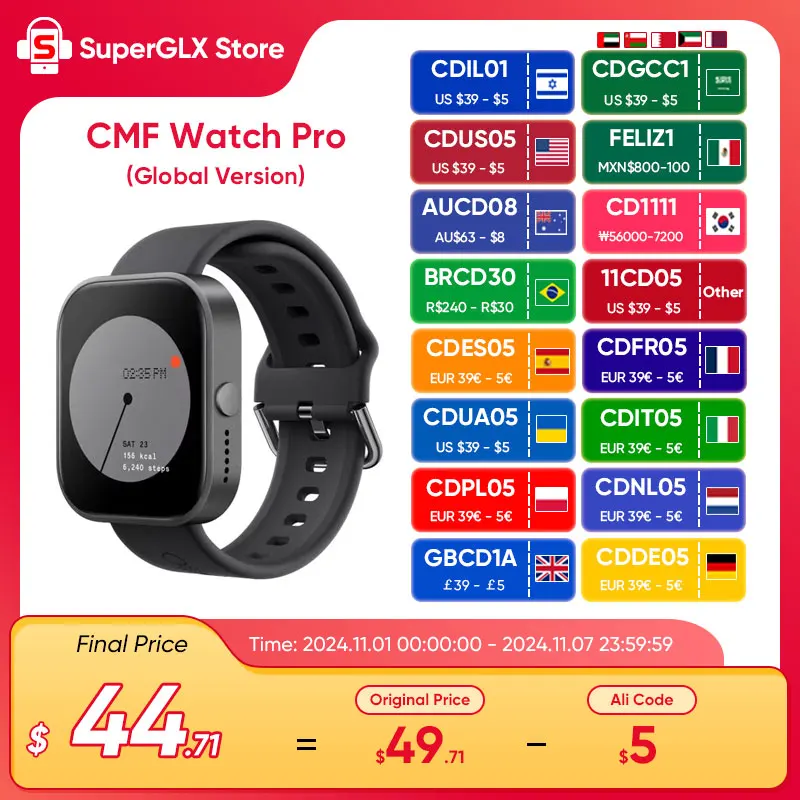 Глобальная версия CMF от Nothing Watch Pro Smartwatch 1,96-дюймовый AMOLED-дисплей IP68 Водостойкий мониторинг здоровья CMF Wacth Pro
Глобальная версия CMF от Nothing Watch Pro Smartwatch 1,96-дюймовый AMOLED-дисплей IP68 Водостойкий мониторинг здоровья CMF Wacth Pro